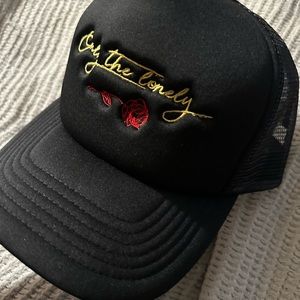 NEW ✨ Only The Lonely Broken Hearts Club Black Embroidered Trucker Hat